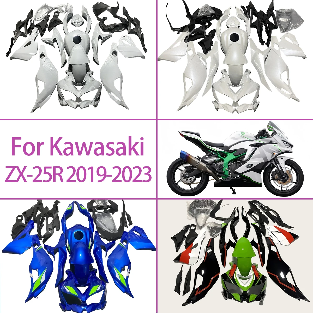 

Fairing Kit 2019-2023 ZX-25R ABS Plastic White Blue Motorcycle Fairings Custom Fit For 19-23 Kawasaki ZX-25R