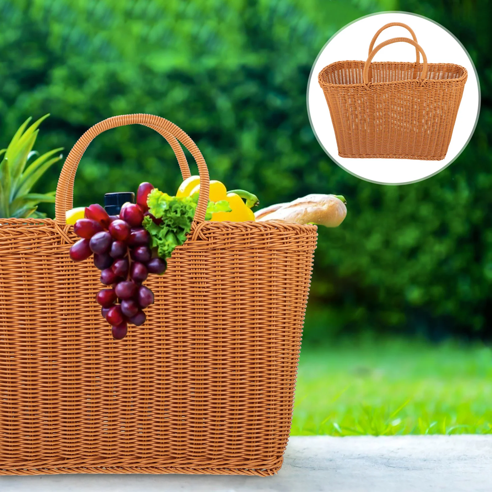 

1Pcs Japanese Style Plastic Vegetable Basket Outdoor Picking Storage Basket Natural Rustic Decorative Woven Baskets