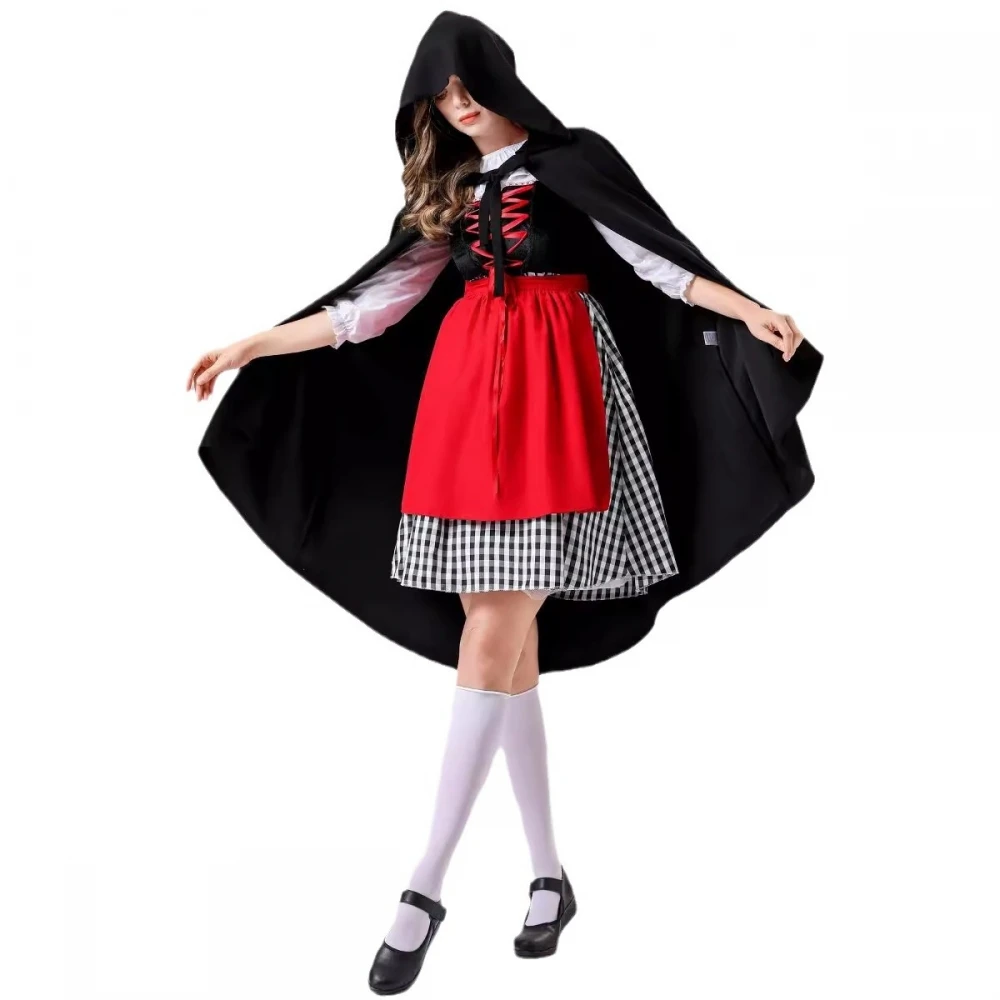 Princ Red Hat Lady's Costume with Hood awl Stage Performance Outfit Little Red Riding Hood Sle Women's Faion Coat