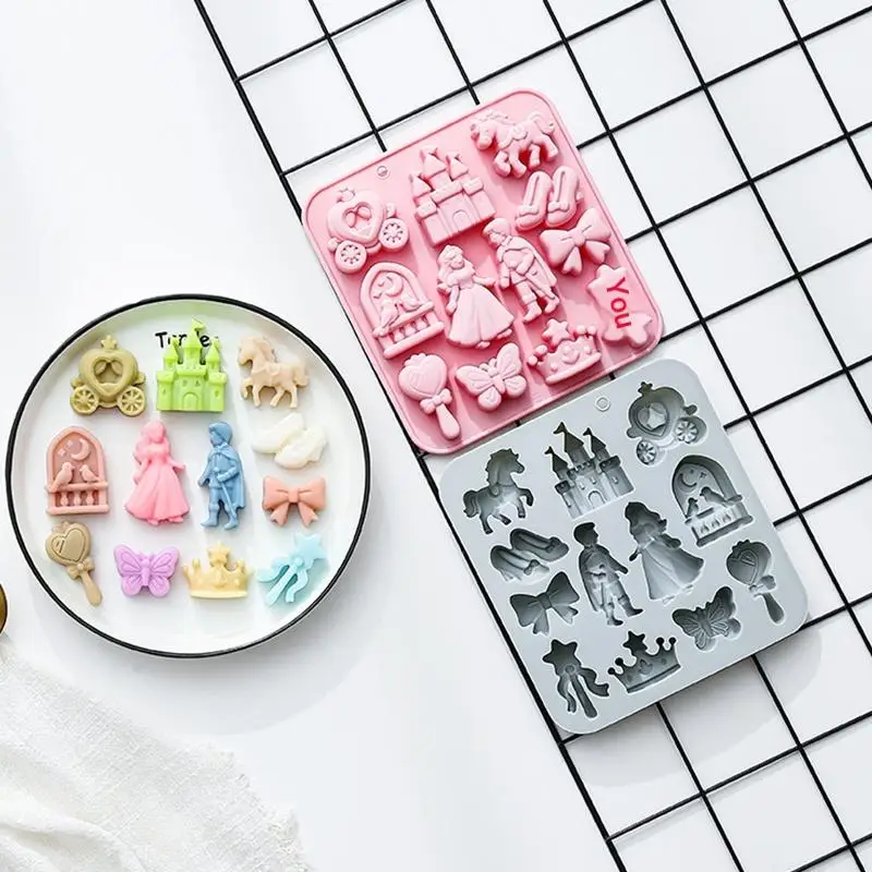 12‑Cavity 3D Prince Princess Silicone Mold for Cake Candy Chocolate Decor view 3
