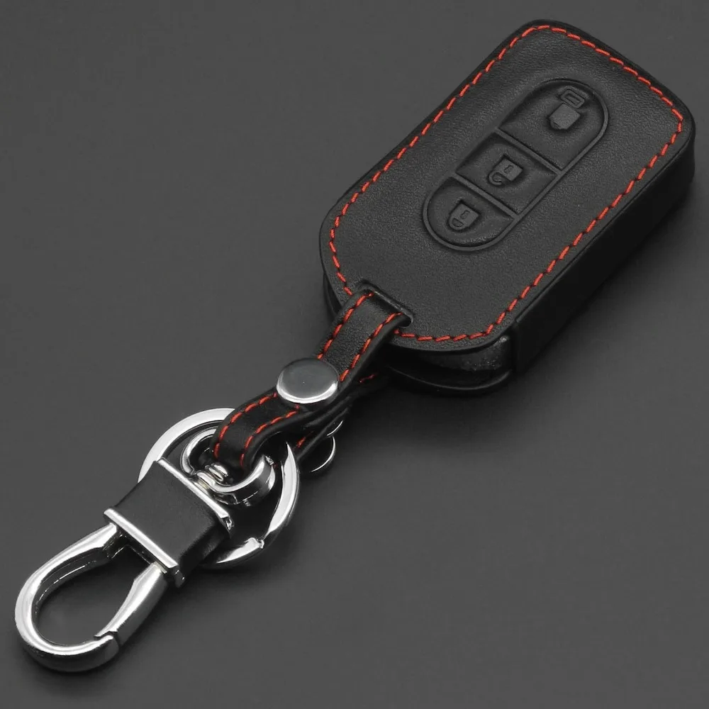 jingyuqin 3 Button Fob Shell Car Key Super Leather Case Cover for Nissan Tiida Note Navara Qashqai Micra Juke X-Trail Pathfinder