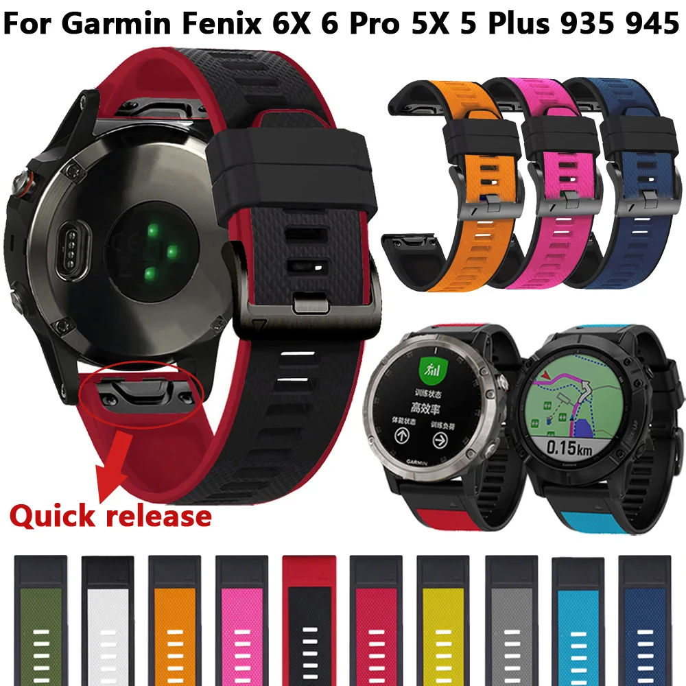 

22 26mm Smart Silicone Band For Garmin Fenix 6X 6 Pro 5X 5 Plus 3 HR 935 945 Strap Wristband Quick Release Watch Band Bracelet