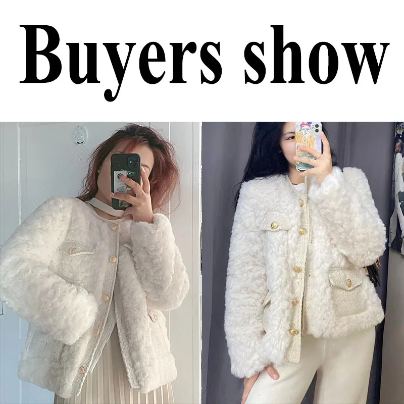 Lucyever Korean Fashion Lamb Wool Coats Women Streetwear O-Neck Faux Fur Jackets Woman 2023 Autumn Winter Thick Warm Plush Coat