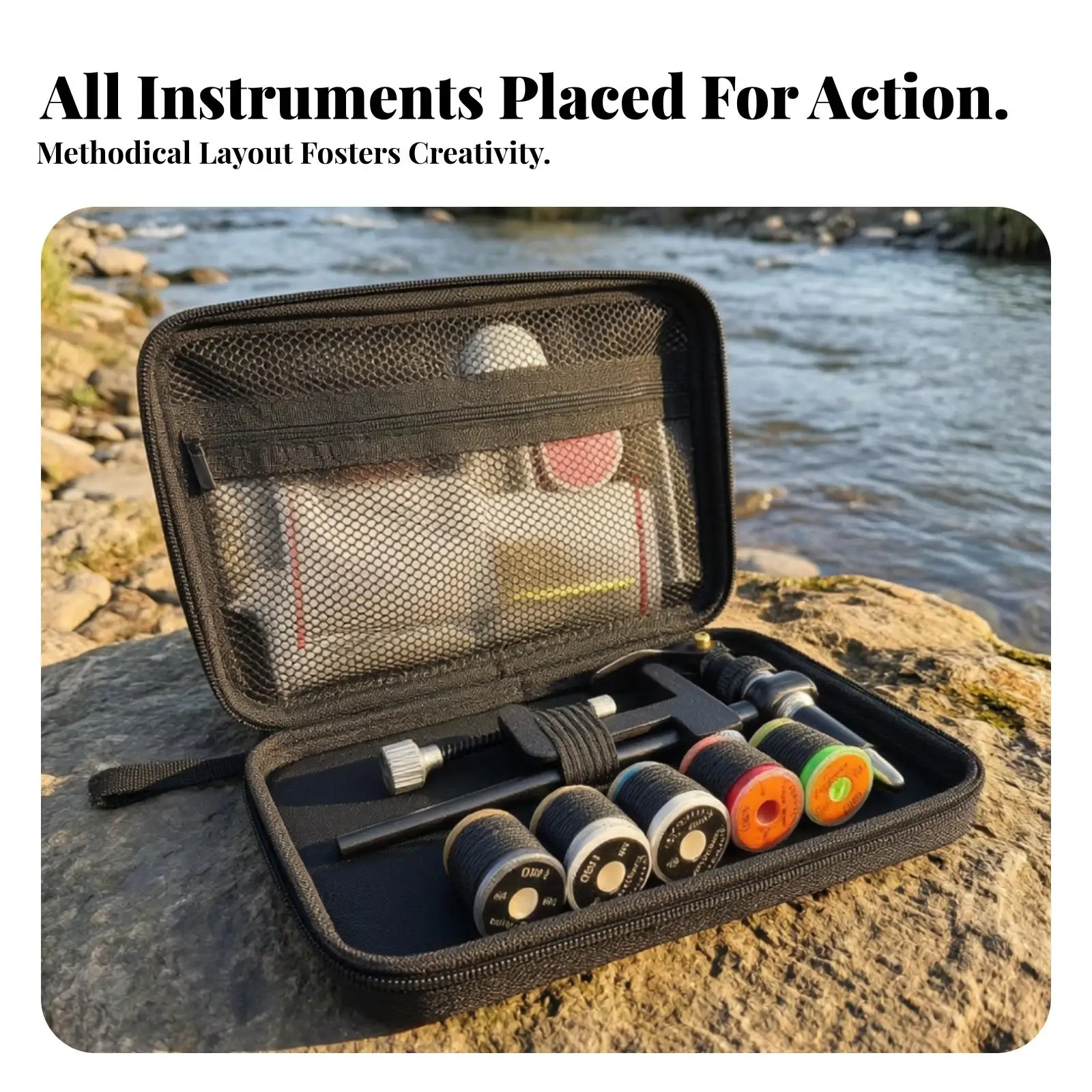Fly Tying Kit with Carrying Case Portable Set Zippered for Workshop