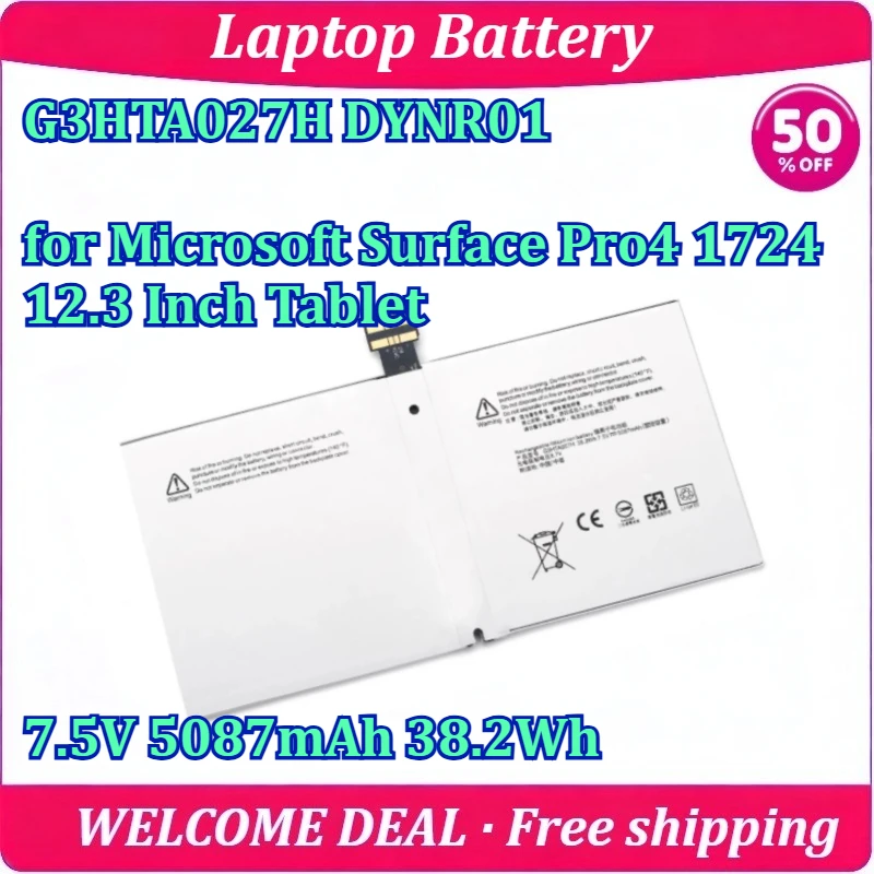 New G3HTA027H DYNR01 for Microsoft Surface Pro4 1724 12.3 Inch Tablet Laptop Battery 7.5V 5087mAh 38.2Wh Lithium Battery