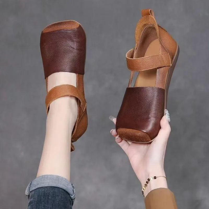 Sandal Slipper Woman Cloud Flip Flop Beach House Home Shoe flat Platform Female Slides Ladies Outdoor Retro PU Leather Soft