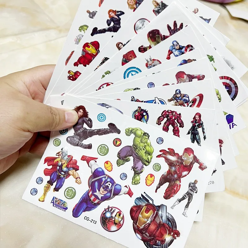 Marvel The Avengers Tattoo Stickers Anime Figures Kids Tattoo Stickers Cute Birthday Party Tattoo Sticker Water Transfer Sticker