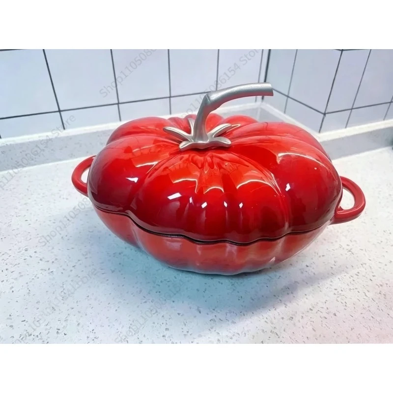 Oven induction cooker gas stove universal, tomato tomato pumpkin pot cast iron enamel pot
