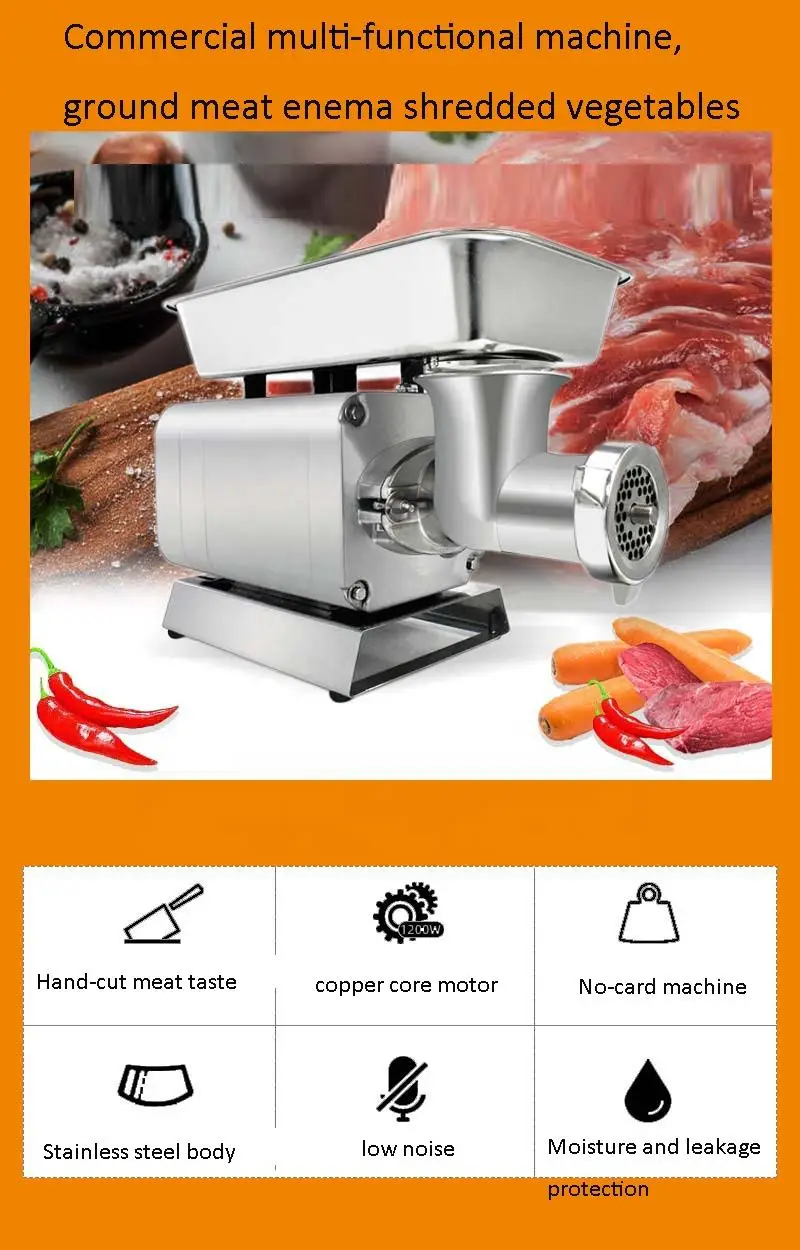 Picadora de carne eléctrica multifunción con hoja de corte de acero inoxidable, máquina para rellenar alimentos y salchichas, máquina para hacer salchichas