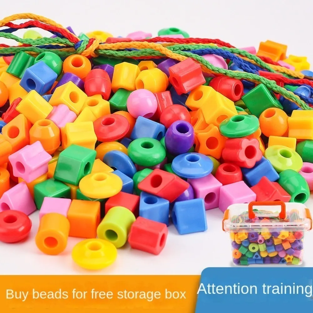 Stringing Toy Montessori Kids Primary Lacing Beads Crafts Plastic Lacing Beads Toy Training Toys Star Rainbow Lacing Beads Toys