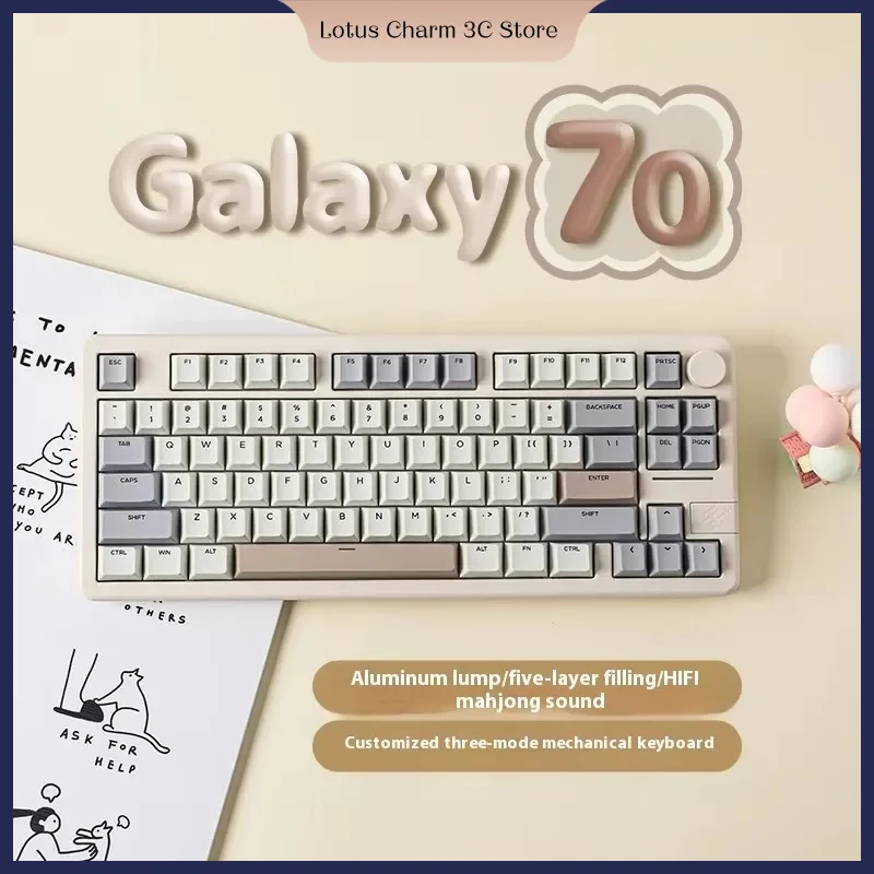 Epomaker Galaxy 70 Mechanical Keyboard Tri Mode Customized Keyboard Hifi Multi Knob Hot Swap Gaming Keyboard For Computer Office