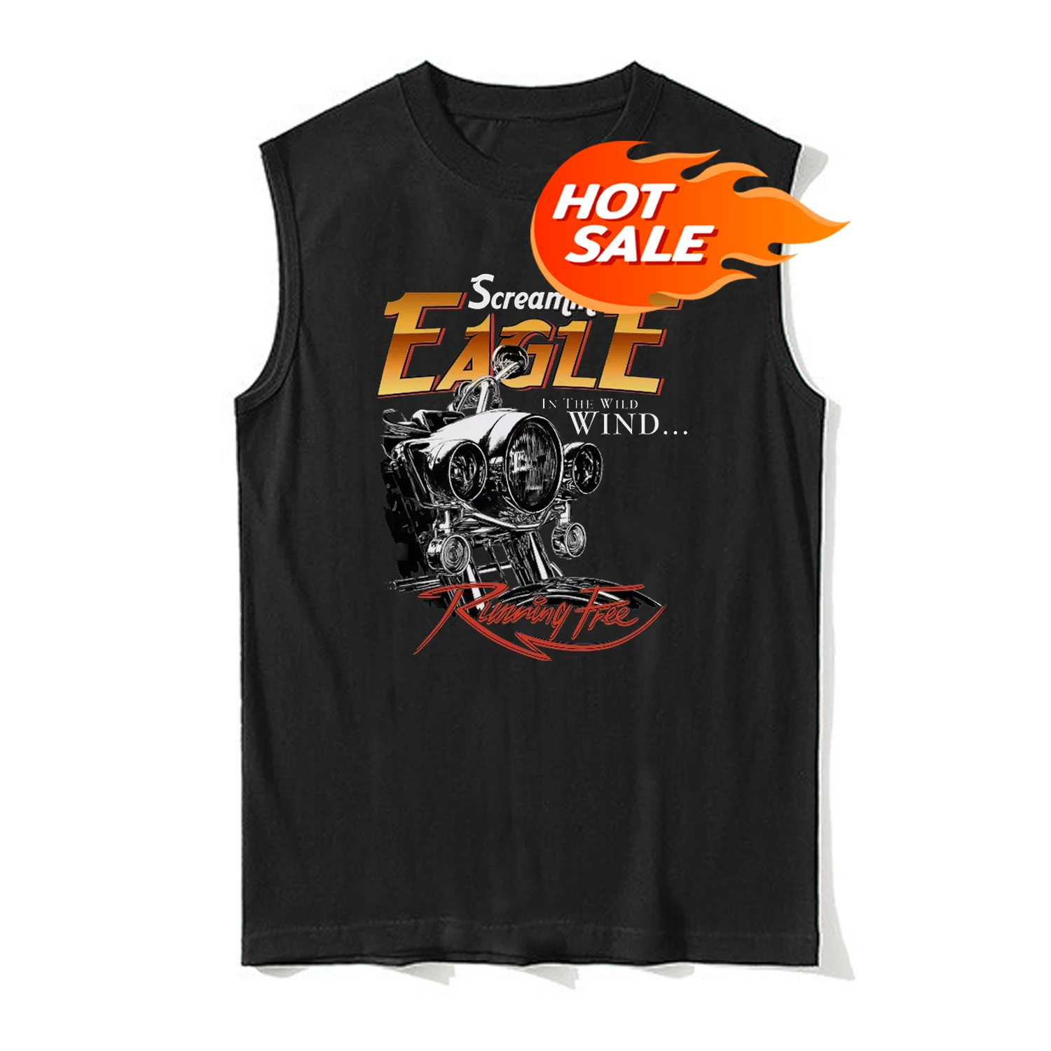 

Hot Sale Screaming Eagle Biker Motorbike US Motorcycle Vest 100% Cotton O-Neck Tank Top Summer Casual Mens Sleeveless T-shirt