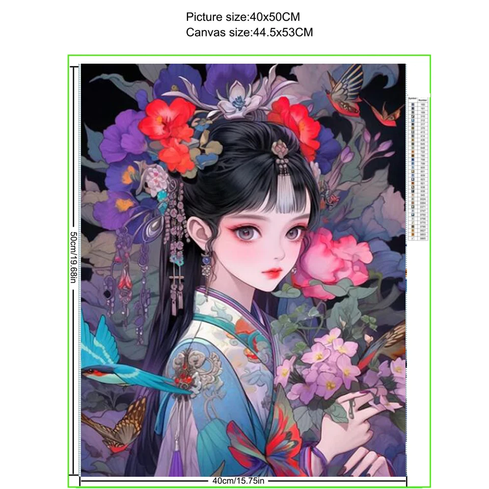 Flower Anime Fairy 5D DIY Diamond Painting Girl Flower and Bird Full Diamond Mosaic Embroidery Cross Stitch Home Decor X1332