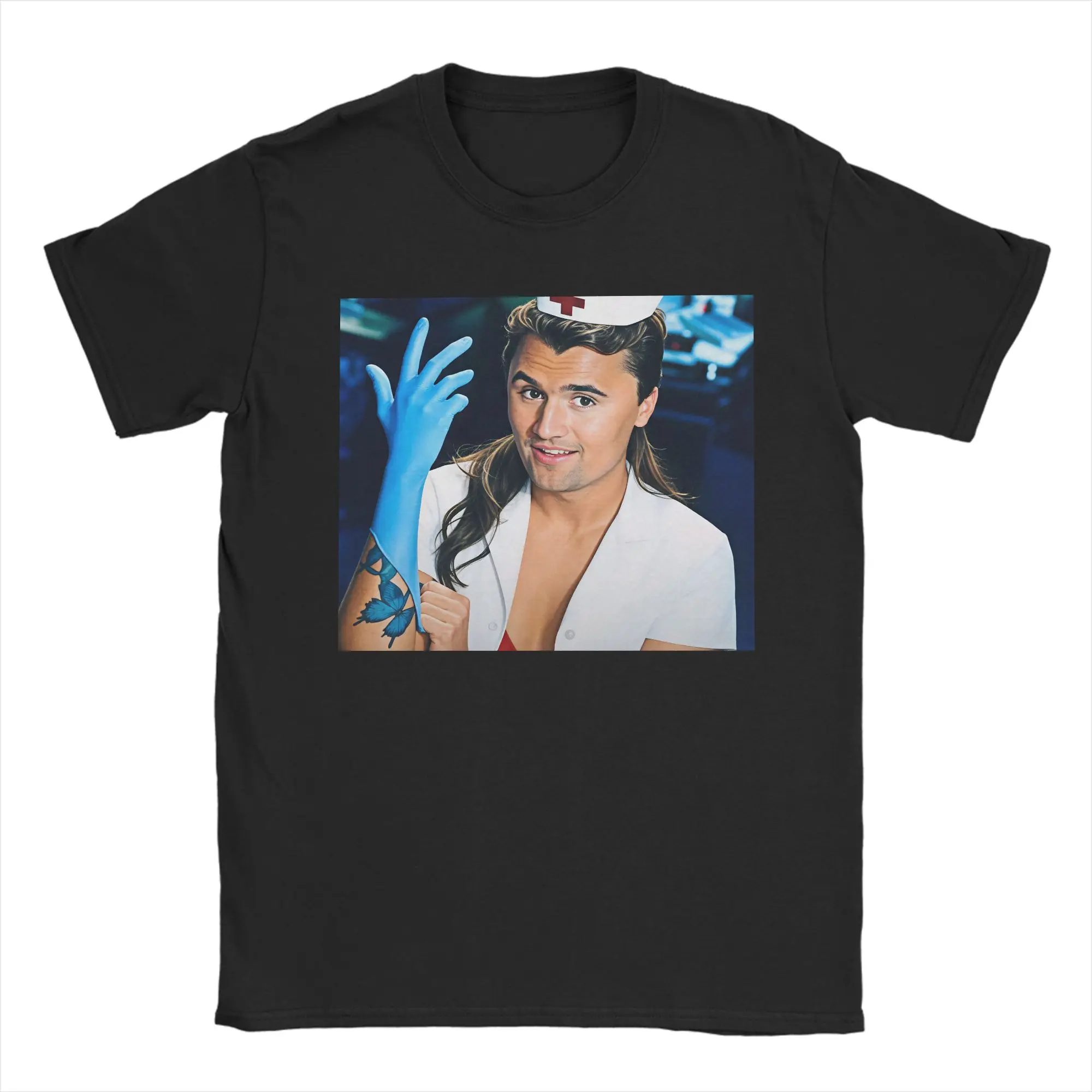 Amazing Nurse Charlie Kirk T-Shirt for Men Crewneck 100% Cotton T Shirts  Short Sleeve Tees Plus Size Clothes