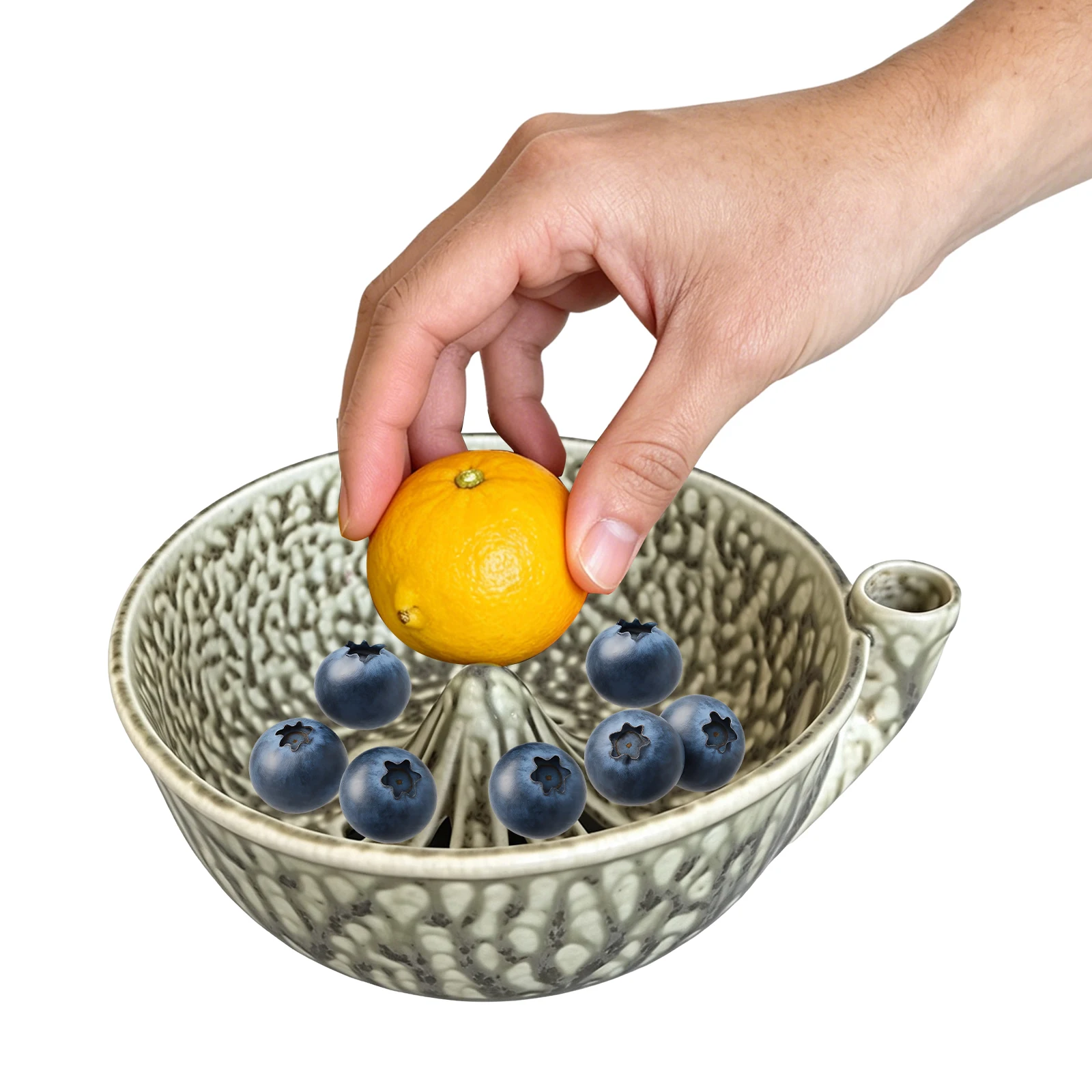 Ceramic Self Spinning Berry Washing Bowl with Drainage Fruit Washer Spinner for Home Kitchen Cleaning Berries Vegetables