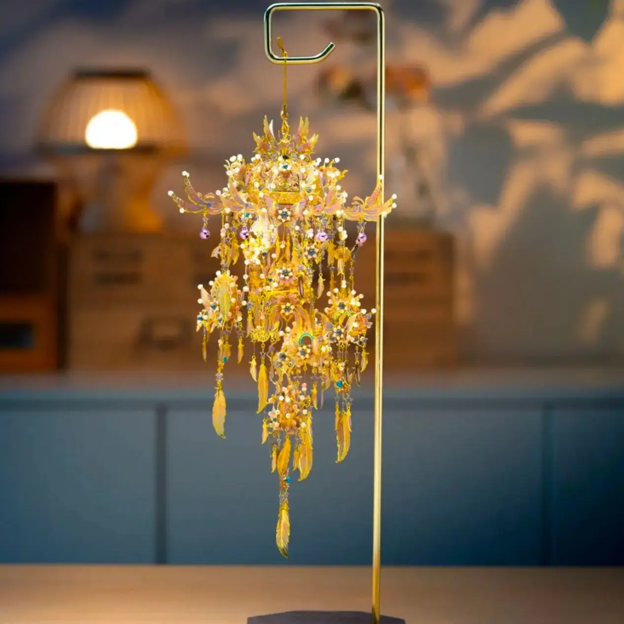 

3D Metal Puzzle Wind Chime - Ancient Style, Hand-Assembled, Exquisite Decorative Ornament & Artistic Hanging for Bedroom/Study