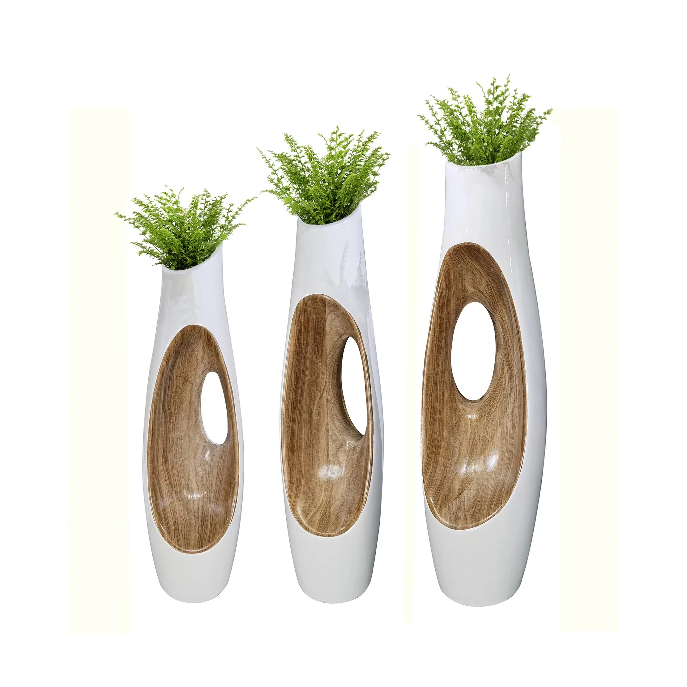 Indoor and outdoor hollow wood grain decorative handmade fiber flower pot