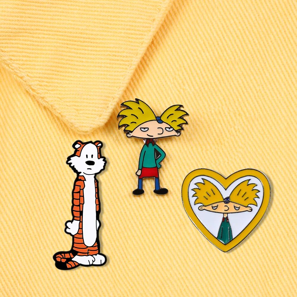 Cartoon Anime Pins Tiger Arnold Cool Boy Enamel Brooches Funny TV Show Pin Badge Clothes Lapel Jewelry Gift For Children Friends