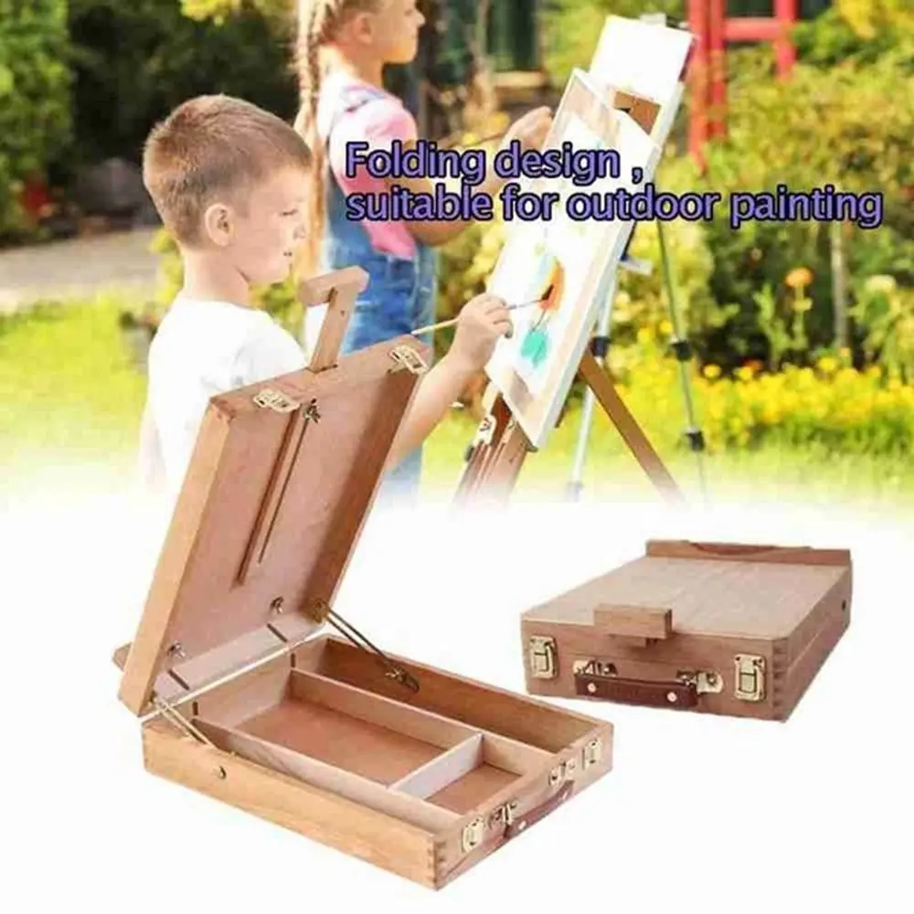 

Wooden Children Art Drawing Supplies Desktop Painting Supplies Oil Paint Sketch Box Easel