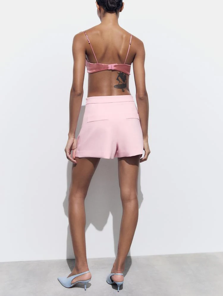 Frühling Neue American College Sle Hohe Taille ort Hosen Plissee Vorne Vielseitige Casual Hosen Pendeln Sle Polyester Faser