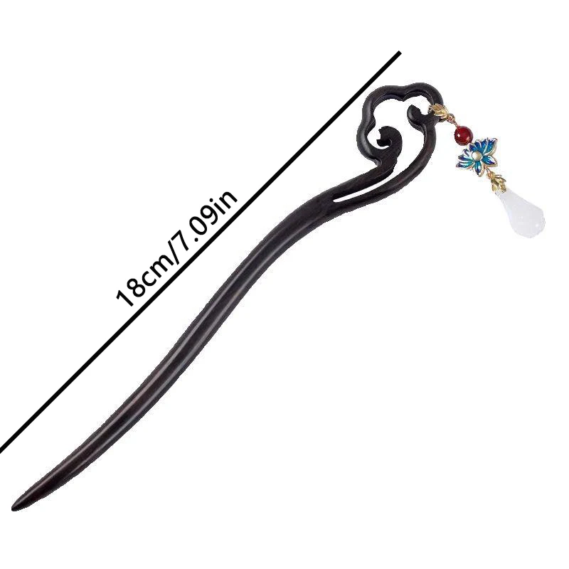 Neuer chinesischer Retro-Haarnadel mit schwarzen Holzblumen und Quasten für Damen, Haarspange im neuen chinesischen Stil, Haaraccessoire-Geschenk – Detail 5