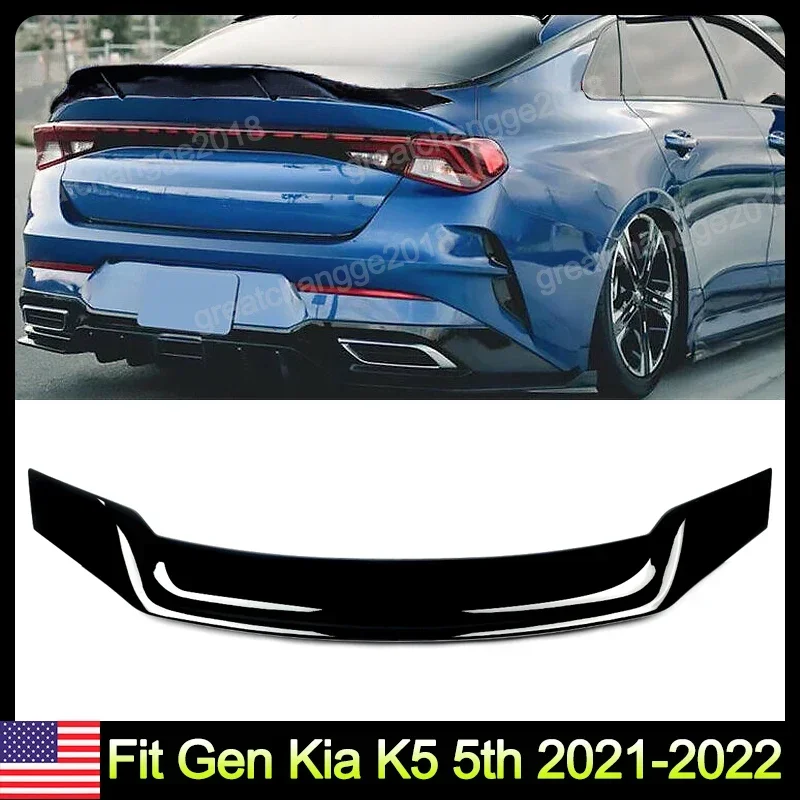 

GLOSS BLACK R STYLE DUCKBILL TRUNK SPOILER FOR 2021 2022 KIA K5 LX LXS GT EX KDM