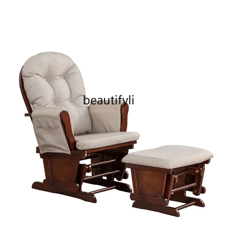 Mute Rocking Chair Household Solid Wood Adult Leisure Snap Chair Recliner Pregnant Woman Breastfeeding Gift Confinement Club