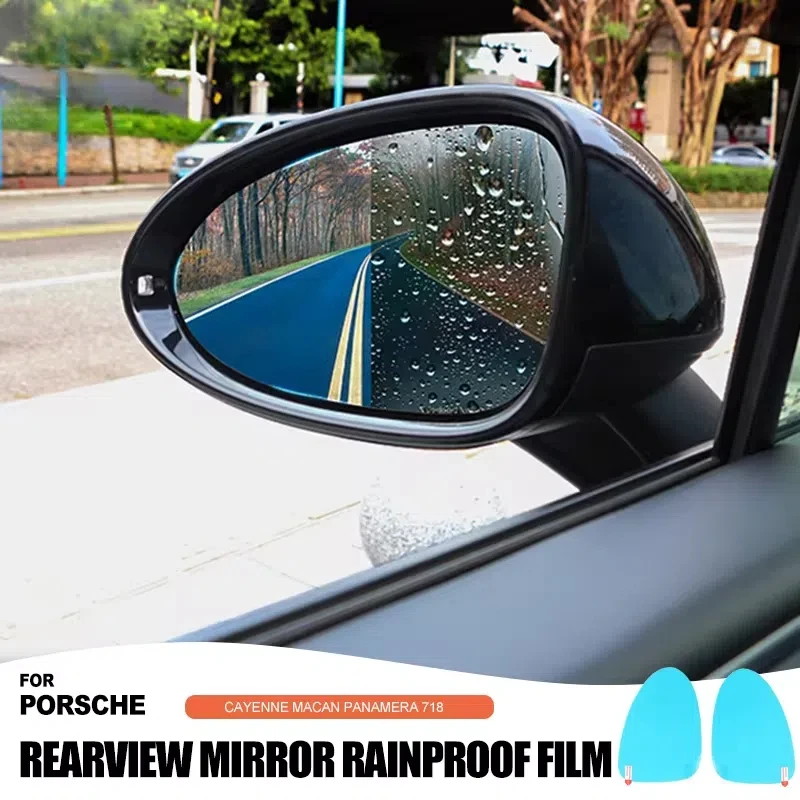 2PCS For Porsche Cayenne Macan Panamera 718 Car Anti Waterproof Rearview Mirror Rainproof Film Auto Protection Accessories