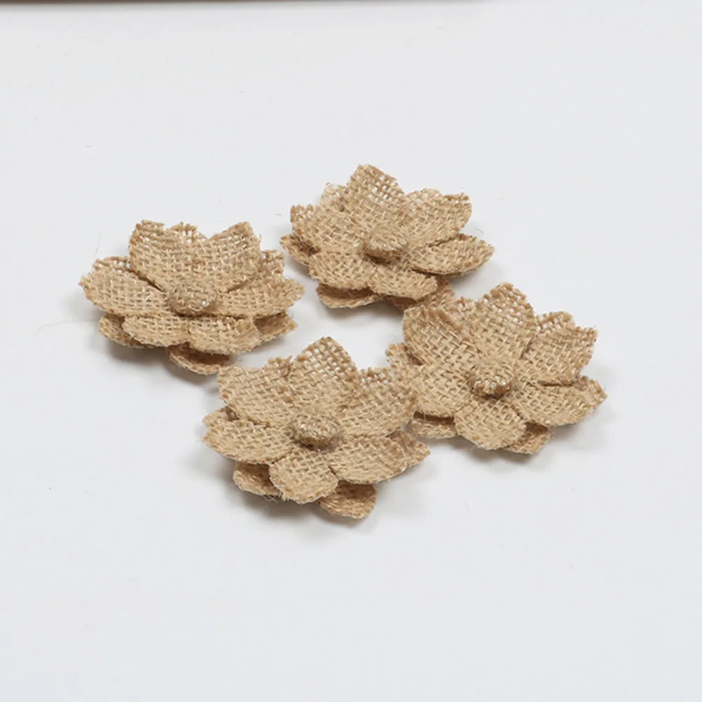 

12pcs Burlap Flower Hat Craft Decoration Natural Environmental Protection Gifts For Women Shoe Flower Boutonniere DIY Vintage H