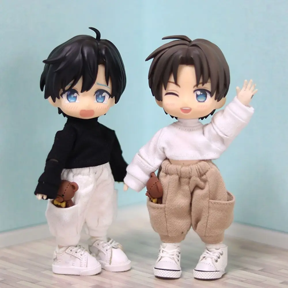 패션 만화 곰 작업복 바지 티셔츠 1/11 ob11 인형 캐주얼 착용 바지 1/12 BJD 인형 의류