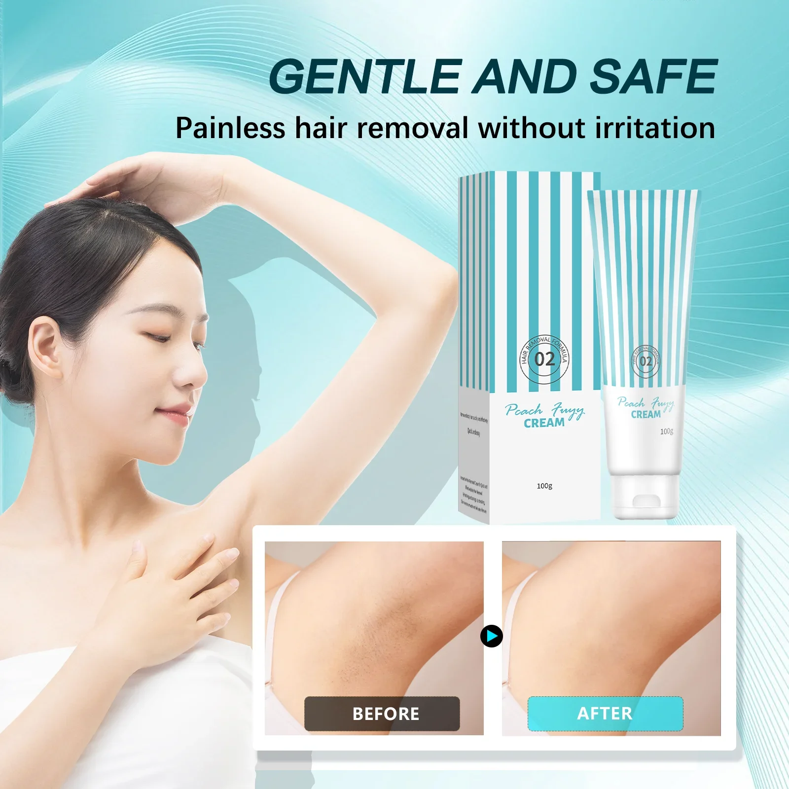 

Hair Removal Cream for Women Gentle Depilatory Face Body Soothing Fast Action Smooth Skin Refreshing Results 100g