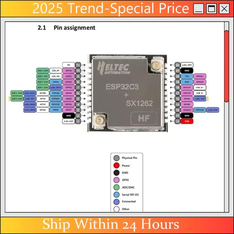 CHYY Top H ELTEC AUTOMATION HT-CT62 ESP32C3 SX1262 Lora Node Module Bluetooth Lora Lorawan Node Wifi Wireless Module