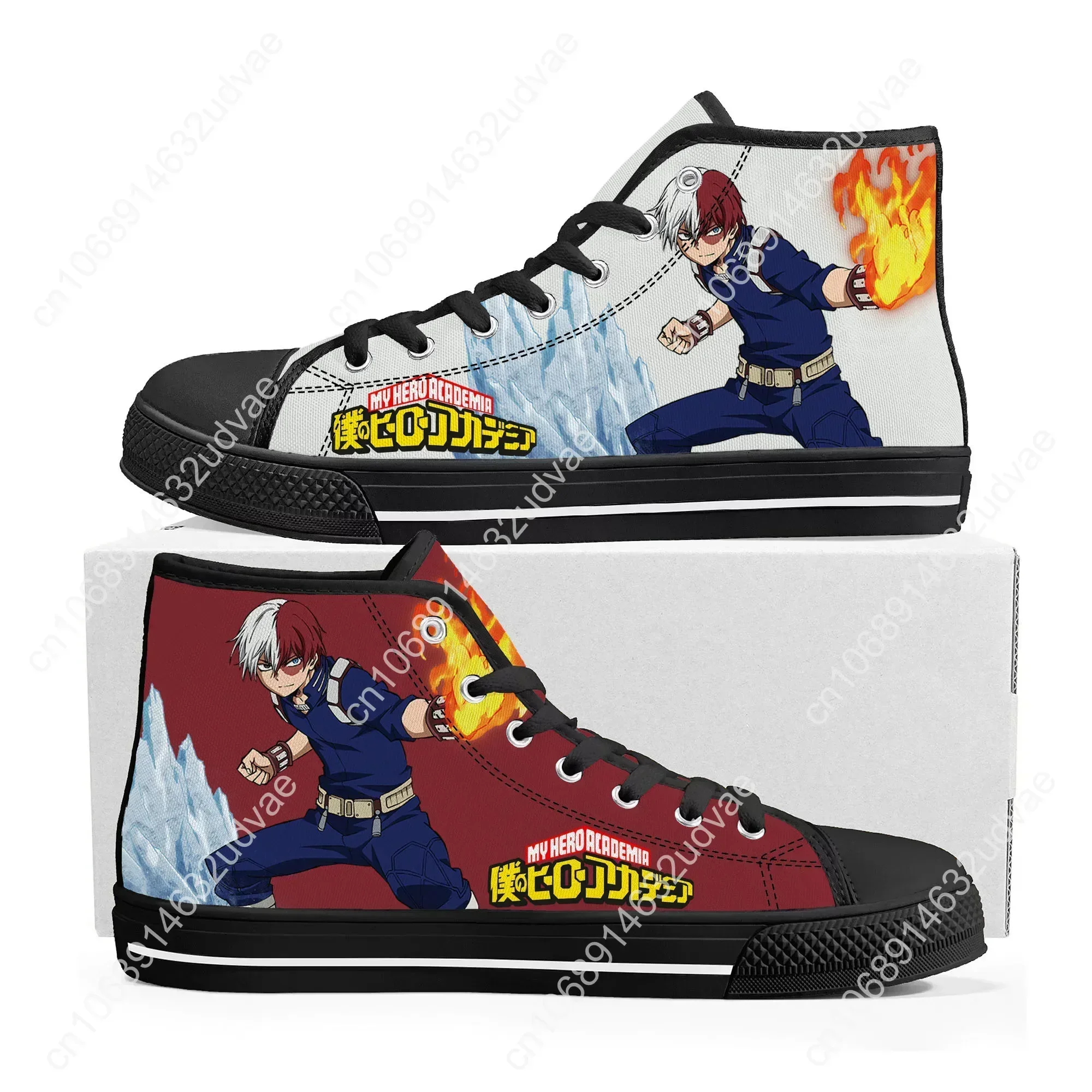 Shoto Todoroki My Hero Academia High Top Sneakers Mens Womens Teenager High Quality Canvas Sneaker Couple Shoes Custom Shoe 2