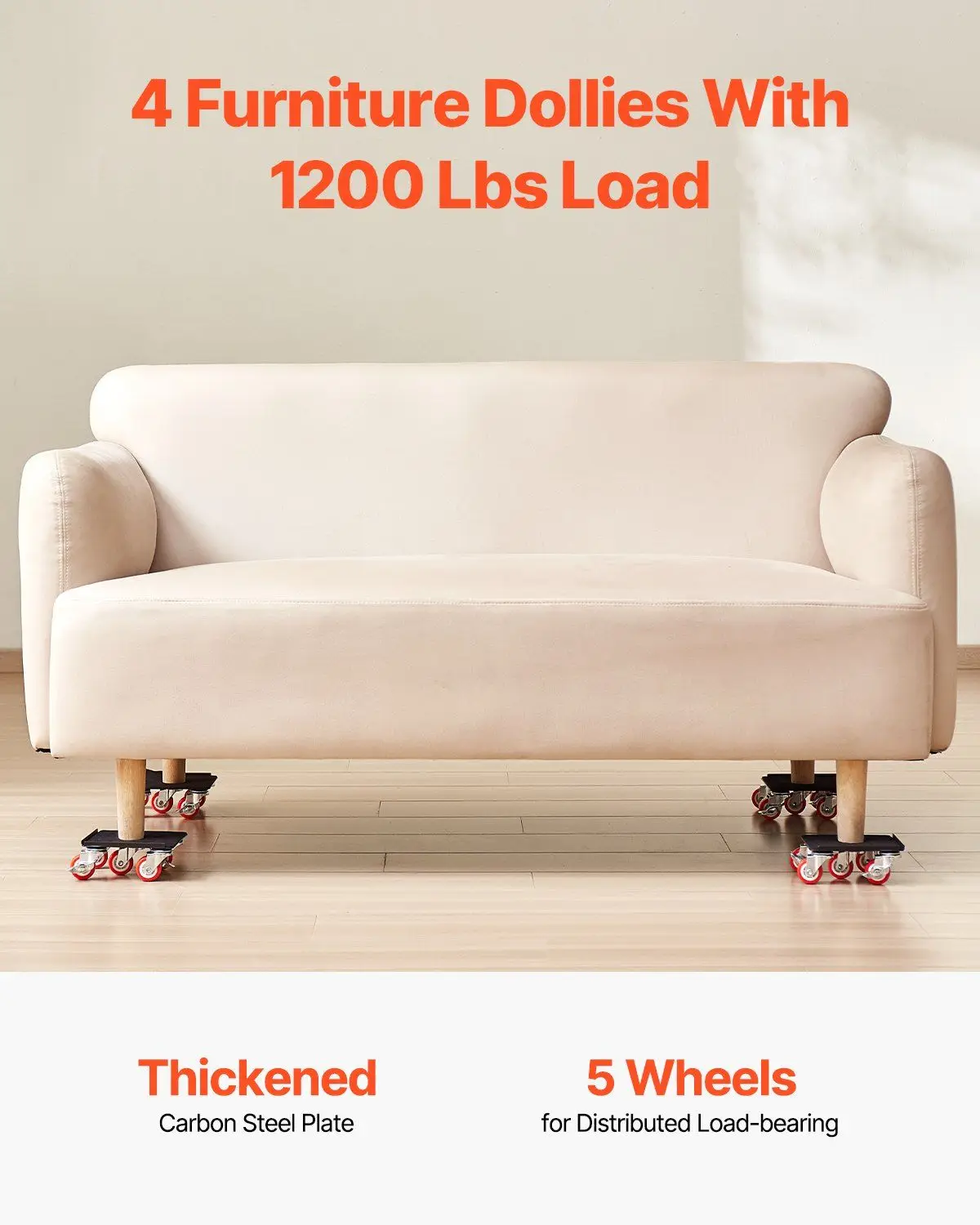 حامل أثاث قوي بقوة 1200 رطل مع 5 عجلات، دوللي متحرك متعدد الاتجاهات لأجهزة وصناديق الملابس الثقيلة #2