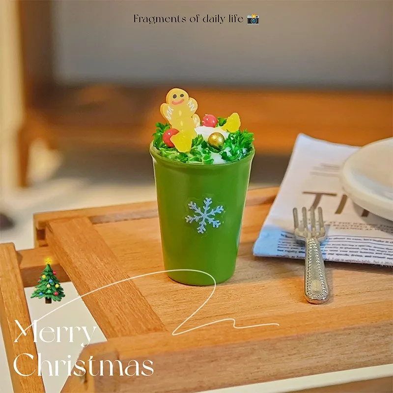Christmas Latte Dollhouse Accessories Miniature Toy Decoration Model Internet Celebrity Mocha Beverage Display