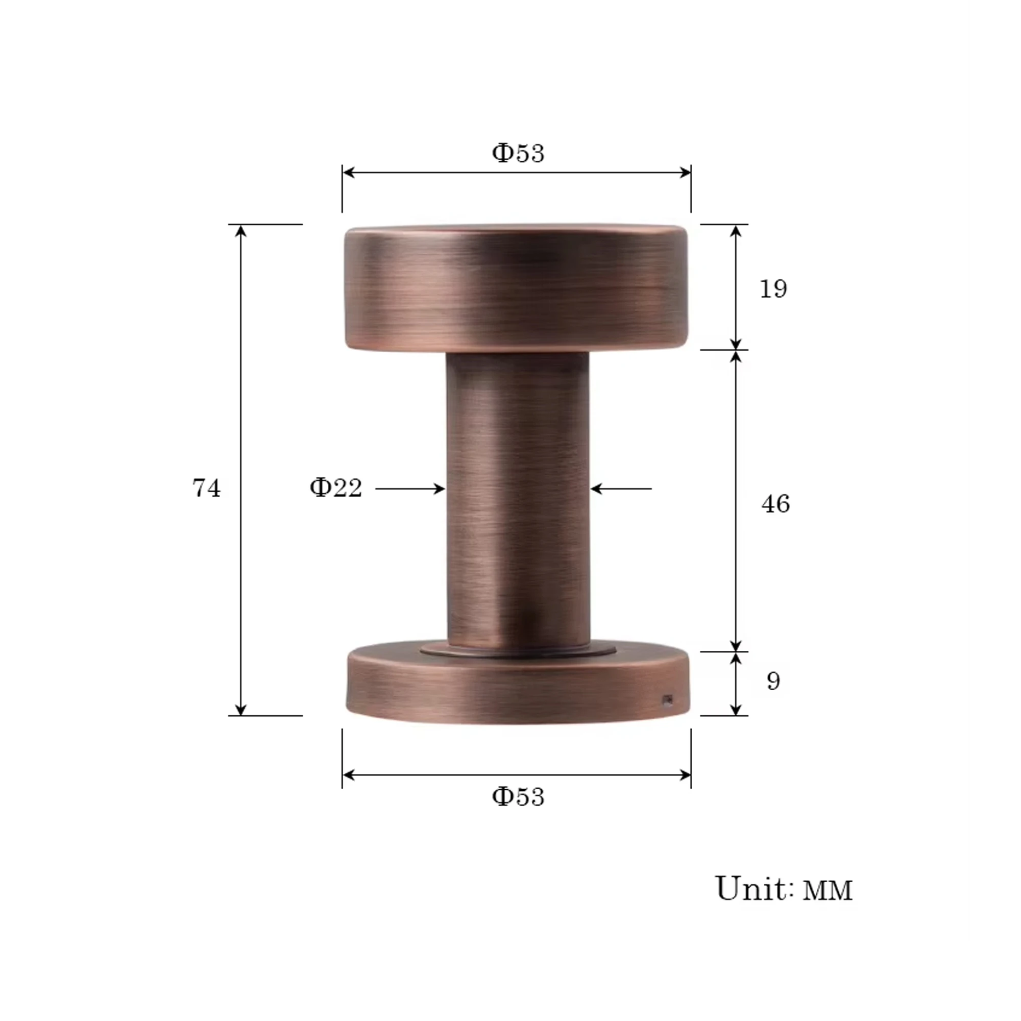 Door Handles for Interior Doors without Lock Tube Shape Brushed Copper and Chrome Color Options Stainless Steel Knob