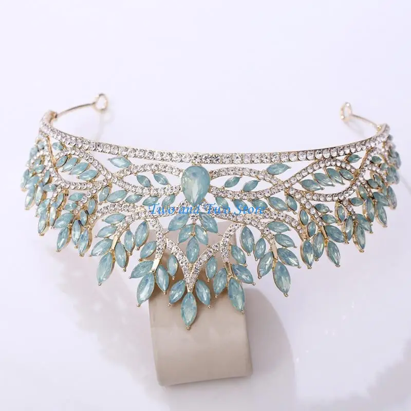 HX6F Exquisite Tiaras Women Crystal Crowns Princesses Headpiece for Bridal Parties and Birthday Celebrations