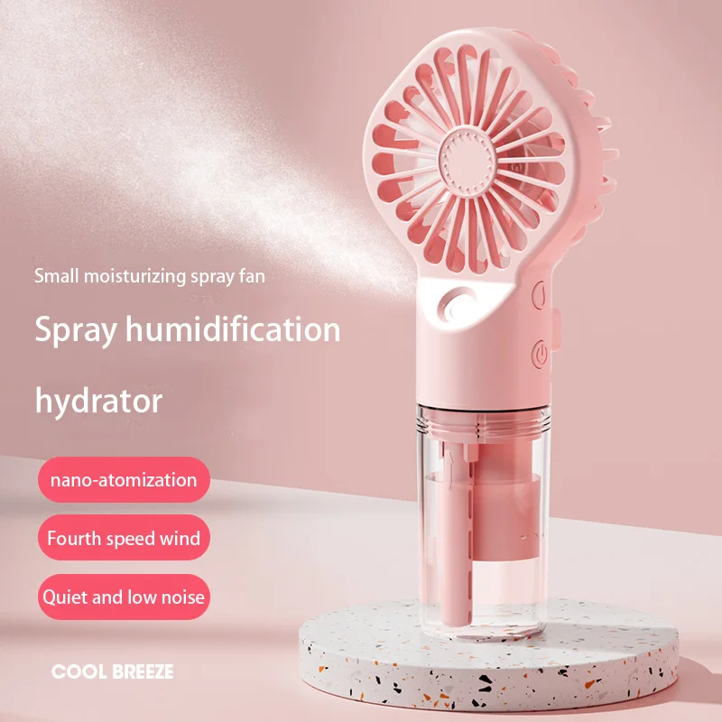

4 Levels Adjustable Misting Handheld Cooling Fan USB Rechargeable Mini Moisturizing Humidifier Strong Wind Lightweight Pocket
