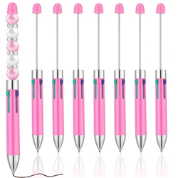 8Pcs Macaron pink  Four Color Refills Beaded Pen DIY Creative   Beadable Ball Pen  Valentine Teacher Wedding Gift