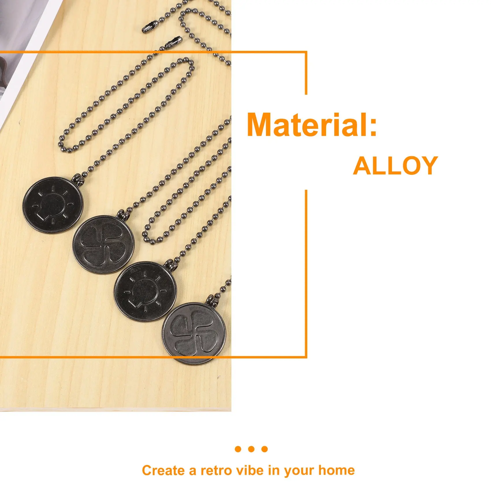 Ceiling Fan Pull Chain Set, 4 Pieces Bulb and Fan Pattern Pull Chain Extension Fan Pull Chain PendantN02R