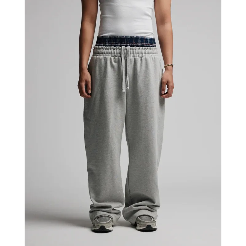 2025 Outono/Inverno Novo Europeu e Americano Harajuku Street cor sólida moda quente design de cintura dupla falsa calças de duas peças