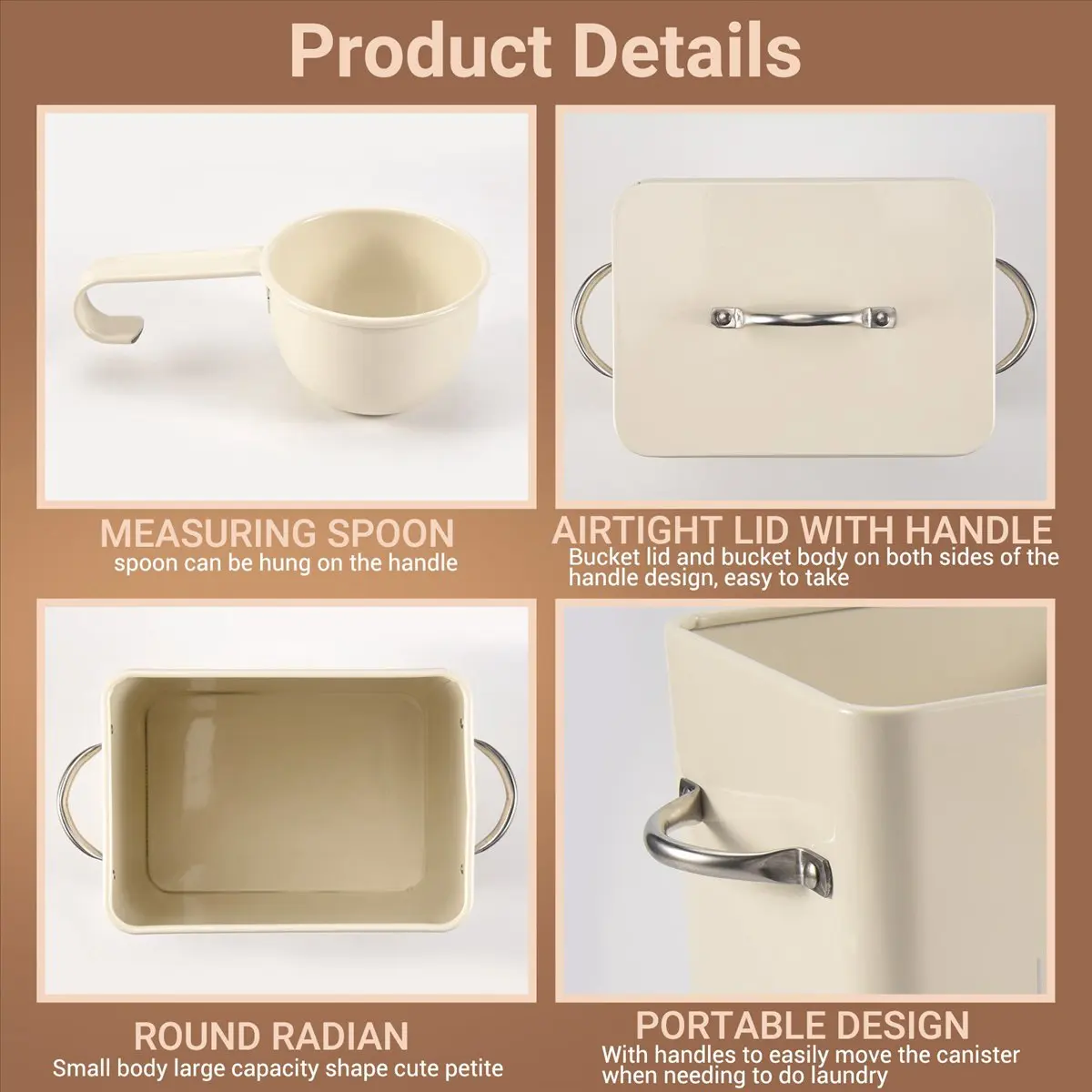 BHBL 3L Beautiful Powder Laundry Powder Boxes Storage with Scoop Creamy White