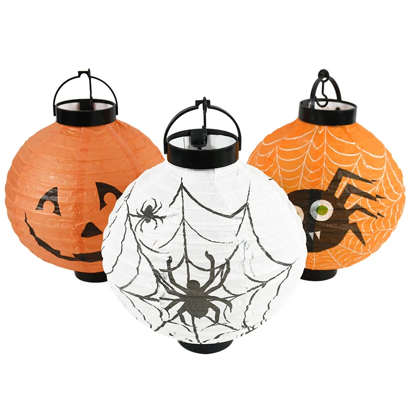 Halloween Paper Lantern LED Pumpkin Bat Skeleton Lantern Hanging Pendant Light Happy Halloween Party Decoration For Home Outdoor