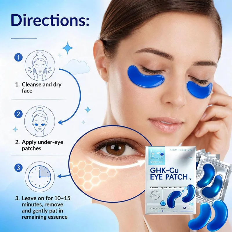 6pcs/box Daily Moisturizing Blue Gel Eye Patches Nourishing Under Eye Mask Soothe Tired Eyes Boost Glow for Delicate Eye Skin