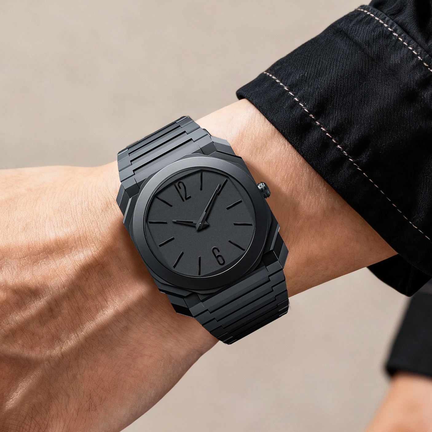 ساعة كوارتز رجالية بلاستيكية خفيفة الوزن ورقيقة للغاية بمينا كبير كوارتز علبة هدايا فاخرة ساعة عمل رجالية مقاومة للماء