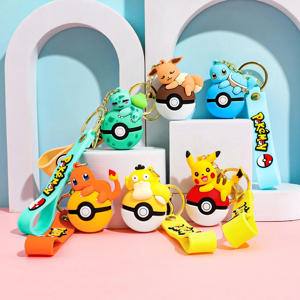 Pokémon Gift Idea Keychain Pikachu Koda Duck Poké Ball Pendant Charizard Jewelry Figurines Doll Cartoon Gift Wholesale