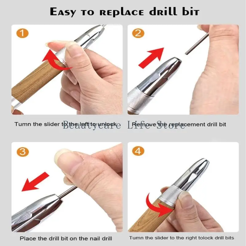 652C Draagbare elektrische nagel Shaper houten handvat ontwerp variabele snelheid regeling lage trillingen lage trillingen