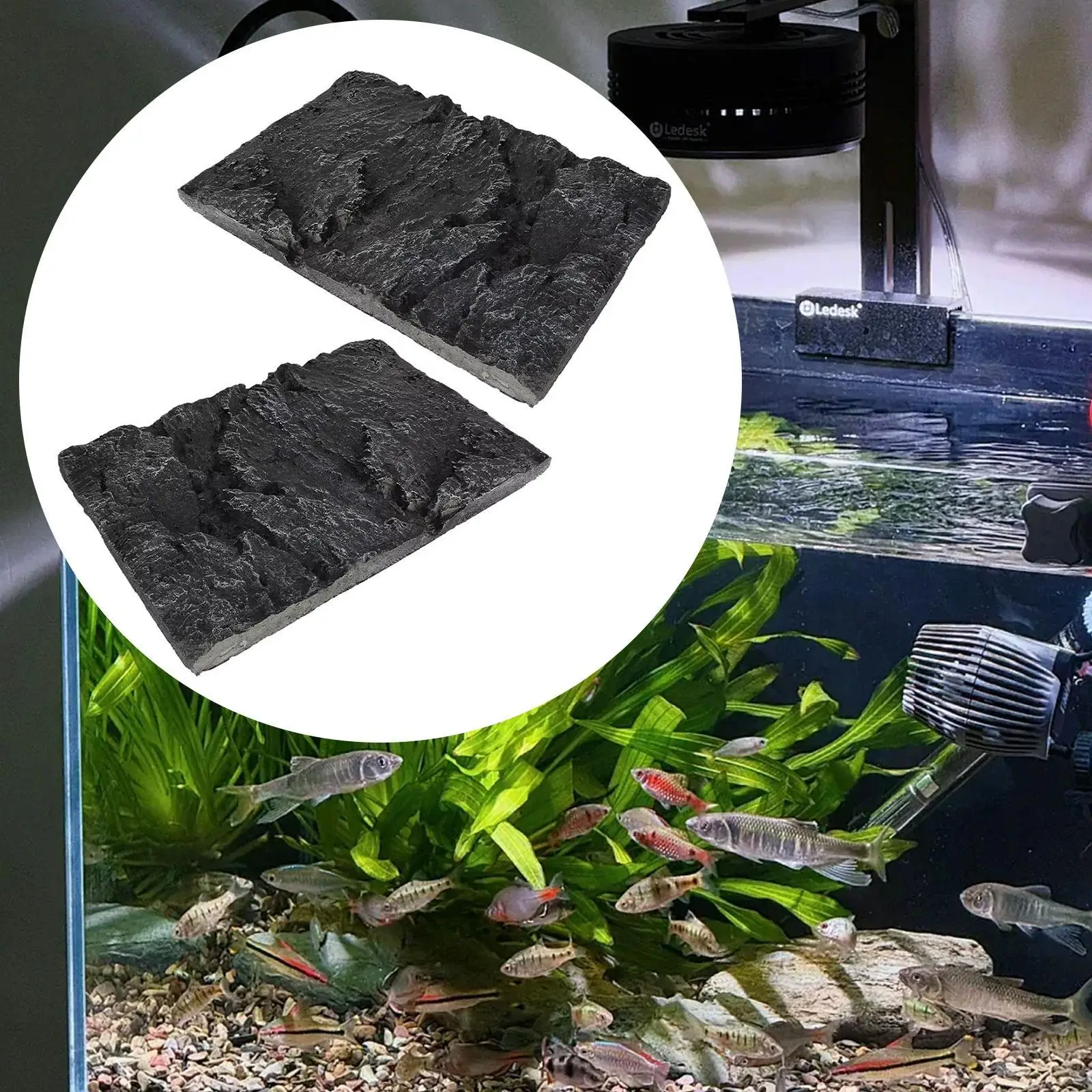 2 個のコンパクト PU ロック水槽背景コガネムシ水槽トカゲ用