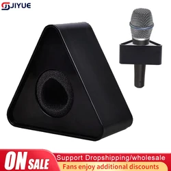 40mm Hole Durable Microphone Interview Triangle Logo Flag Station ABS Plastic Microphone TV Interview Station Logo Black Hole