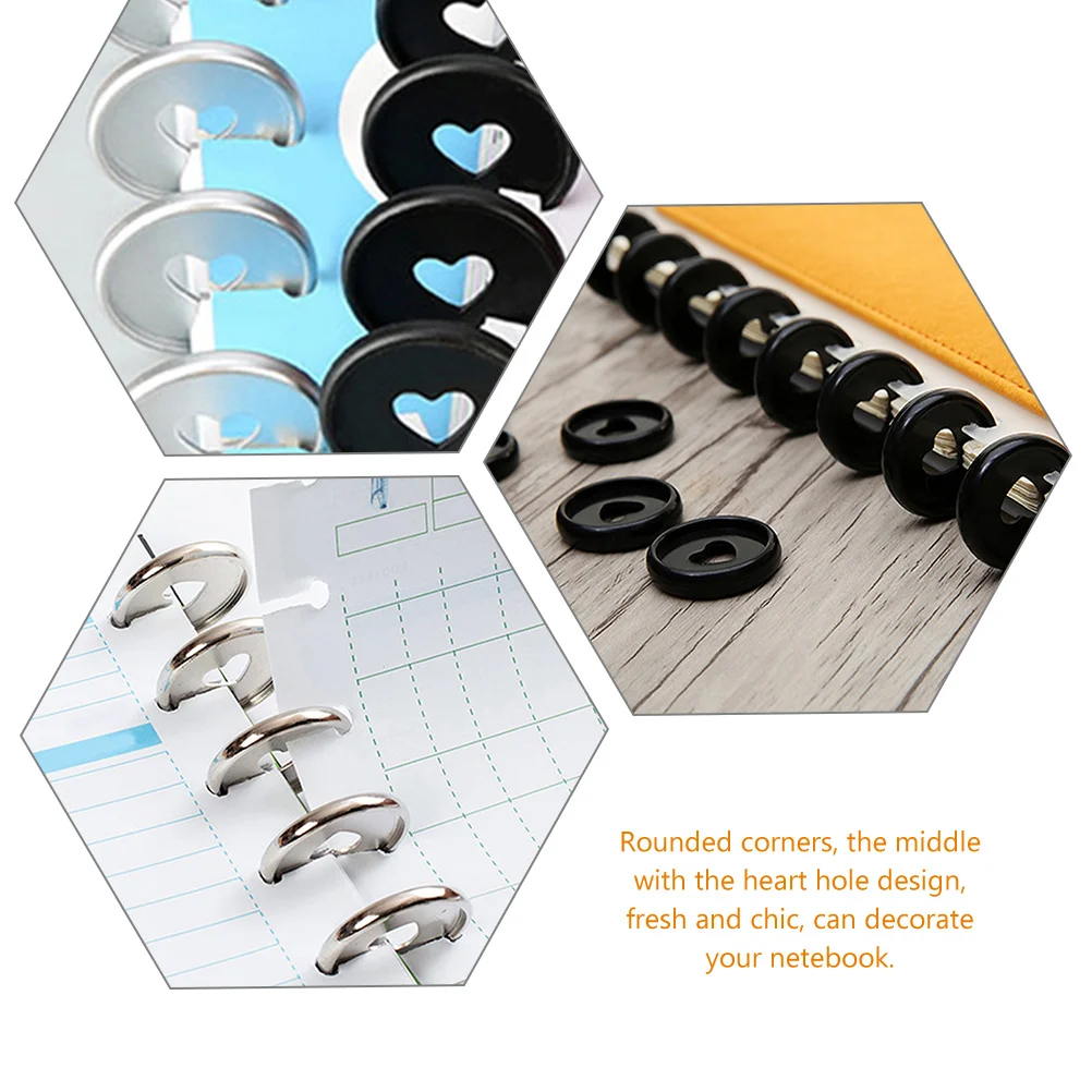 

24pcs Discbound Plastic Binding Silver Round Binder Discs For Notebook Planners Replacement Discs Abs Material Heart